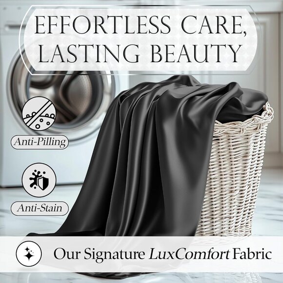 15- Satin 4 Piece Luxury Silky King Size Bedding Set 15" Deep - Picture 6 of 8